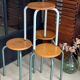 Set of 4 metal and wood workshop stools