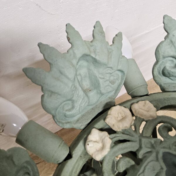 Lampe de sol victorienne en fonte unique art nouveau (lampe à gaz convertie)