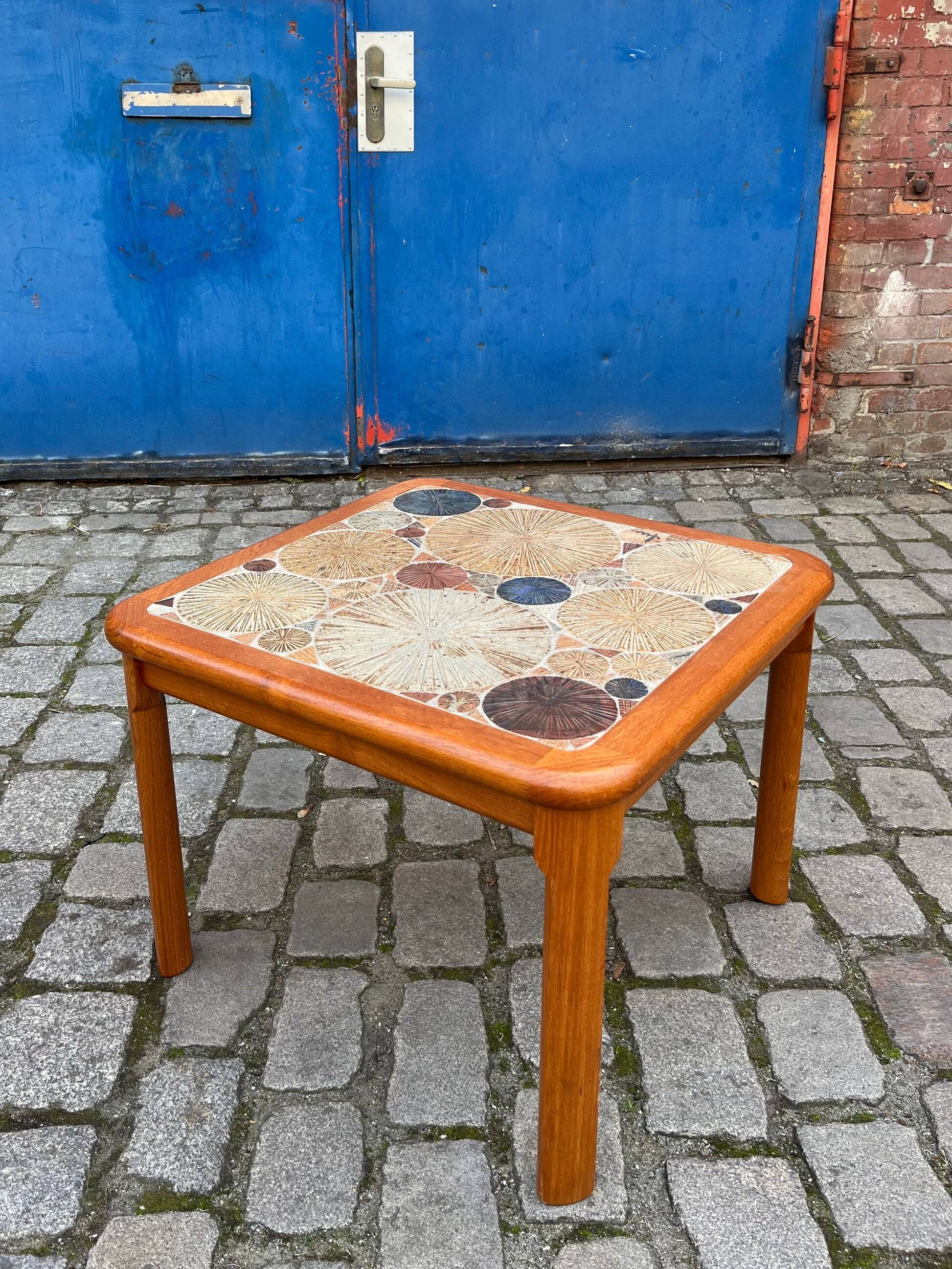 Coffee table teak tiles by Tue Poulsen for Haslev