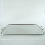 Large stainless steel tray, worked, Made in France, 1970