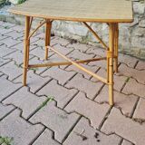 Rattan coffee table in vintage vinyl or end of sofa