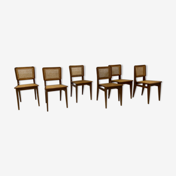 Série de six chaises cannées