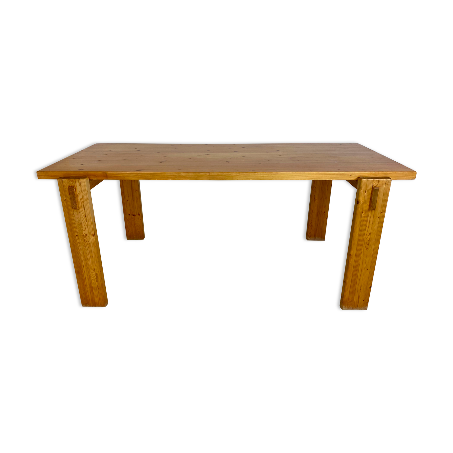 Scandinavian modernist brutalist pine rectangular dining table, 1960s