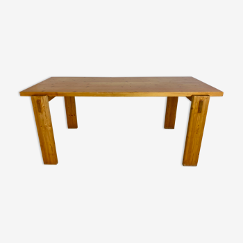 Scandinavian modernist brutalist pine rectangular dining table, 1960s