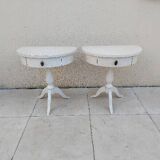 Pair of vintage cracked wood bedside tables from the 70s