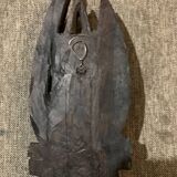 African mask 19cm hand carved tribal statuette wood Baoulé Ivory Coast Vintage old