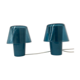 Set of 2 vintage table lamps Ikea Gavik mushroom blue glass