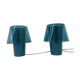 Set of 2 vintage table lamps Ikea Gavik mushroom blue glass