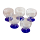 5 verres pied bleu style art déco