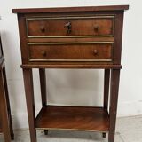 Pair of Louis XVI style bedside tables in mahogany and veneer, 20th century