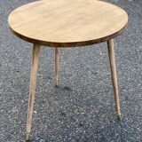Table basse table d’appoint scandinave pieds compas rénovée en bois brut