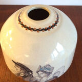 Ball vase in enamelled earthenware Cazalas signed design 30s - 40s