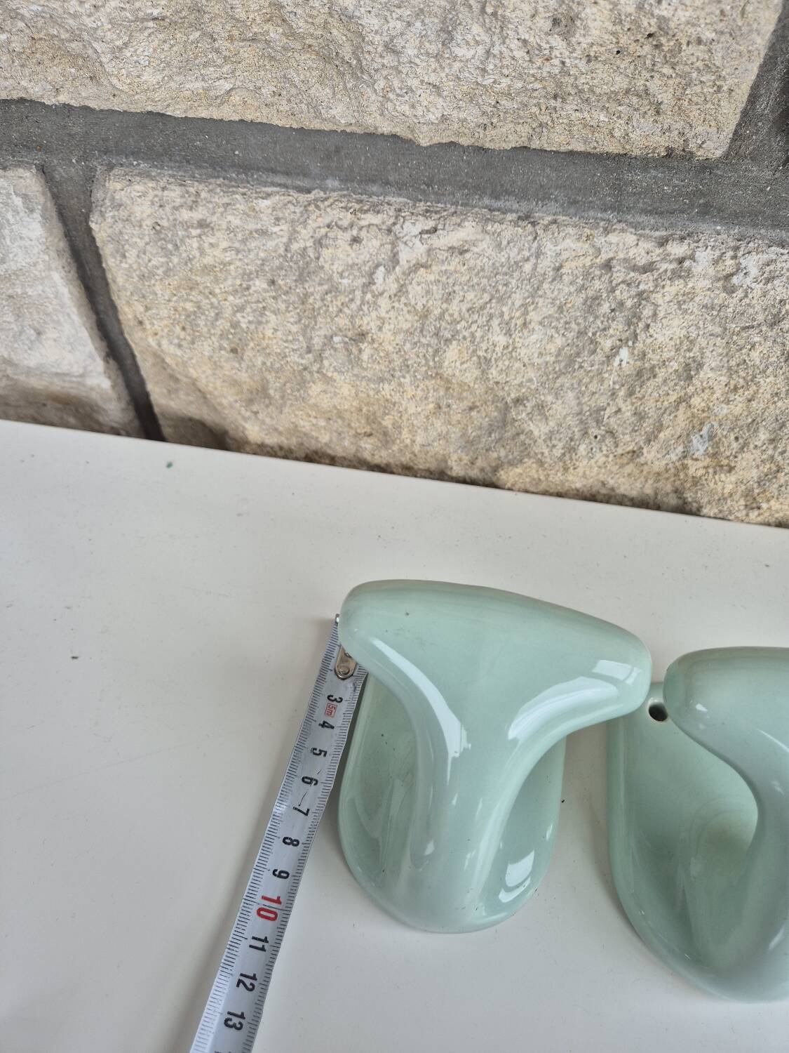 Set of two Green Porcelain Coat Hooks