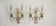 Pair of French Double Brass & Glass Wall Lights Adorned With Crystals
