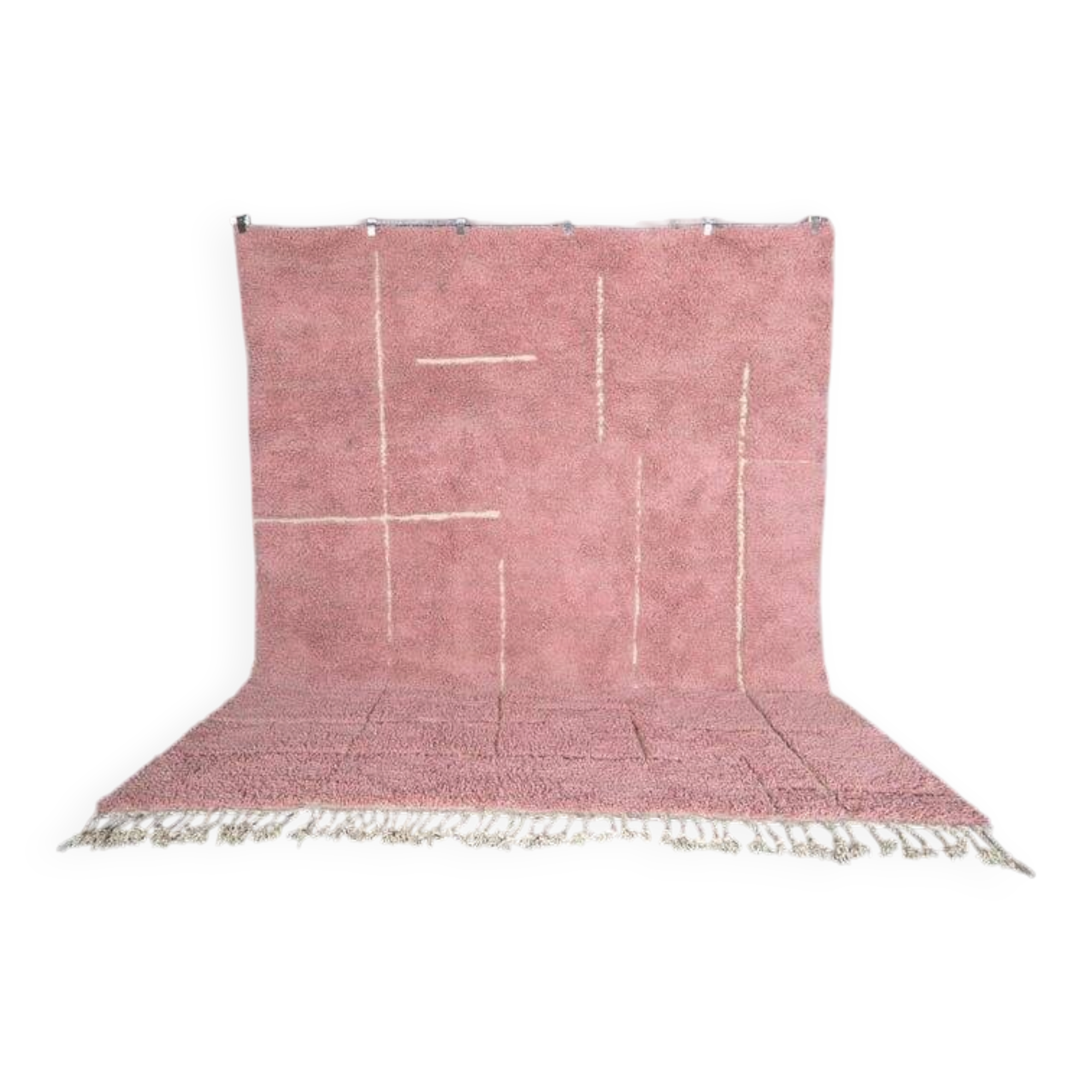 Custom traditional Beni Ouarain rug in handmade pink, 2/3 m.