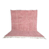 Tapis Beni Ouraine sur mesure traditionnelle rose fait main 2/3 m