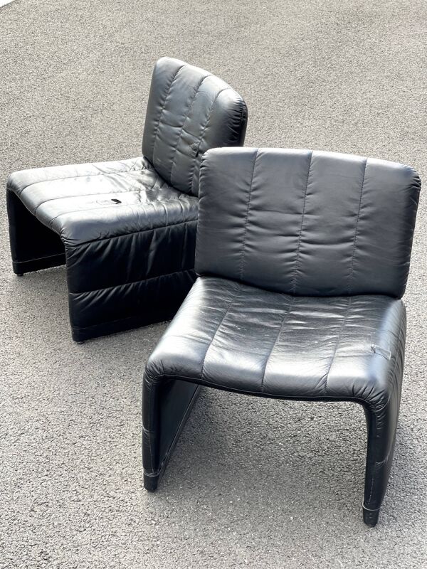 Lot De 2 fauteuil Vintage Cuir À Restaurer Style Castelli 1970