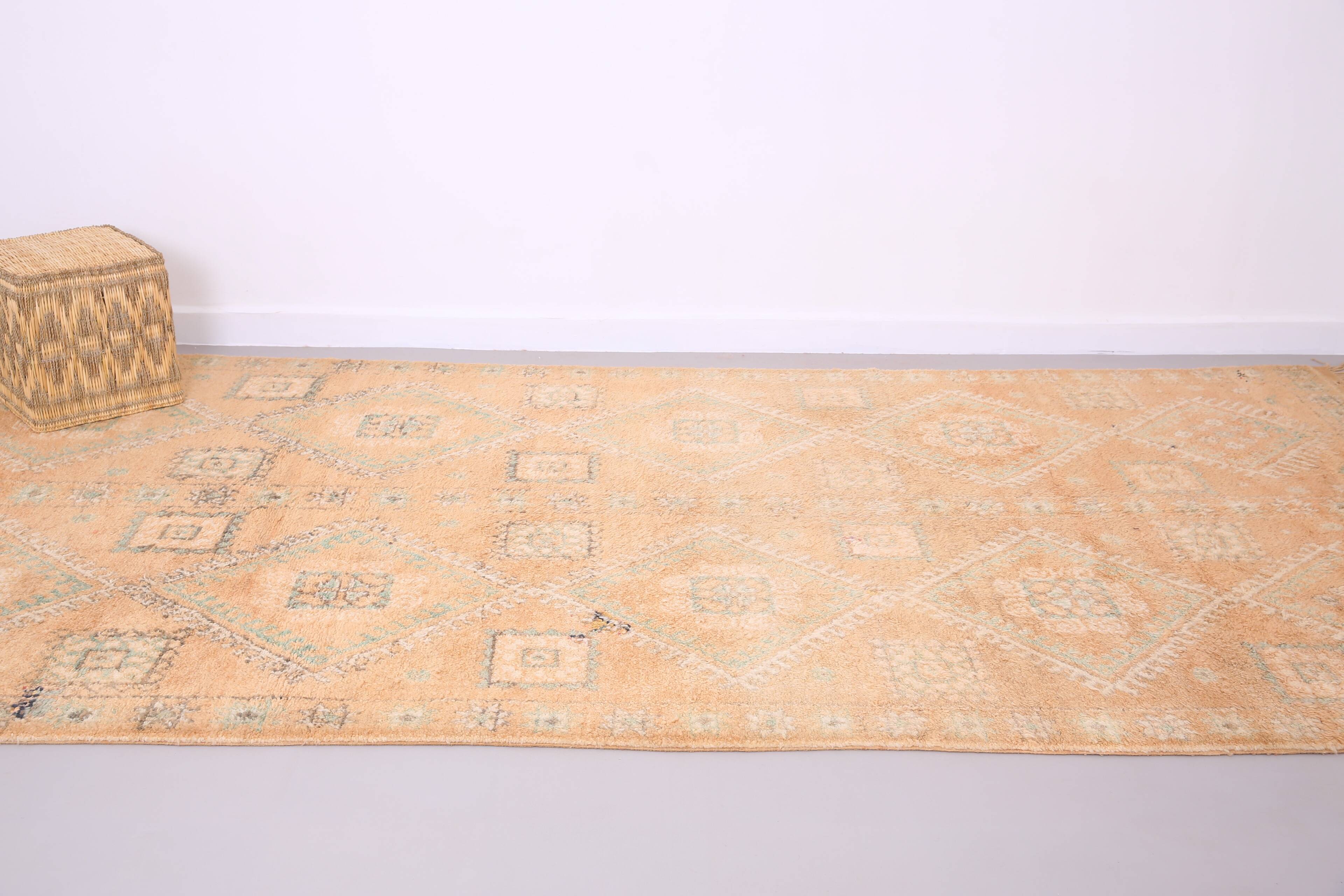Large Vintage Moroccan Rug 188 x 387 cm - Peach Berber Rug - Handmade Rug