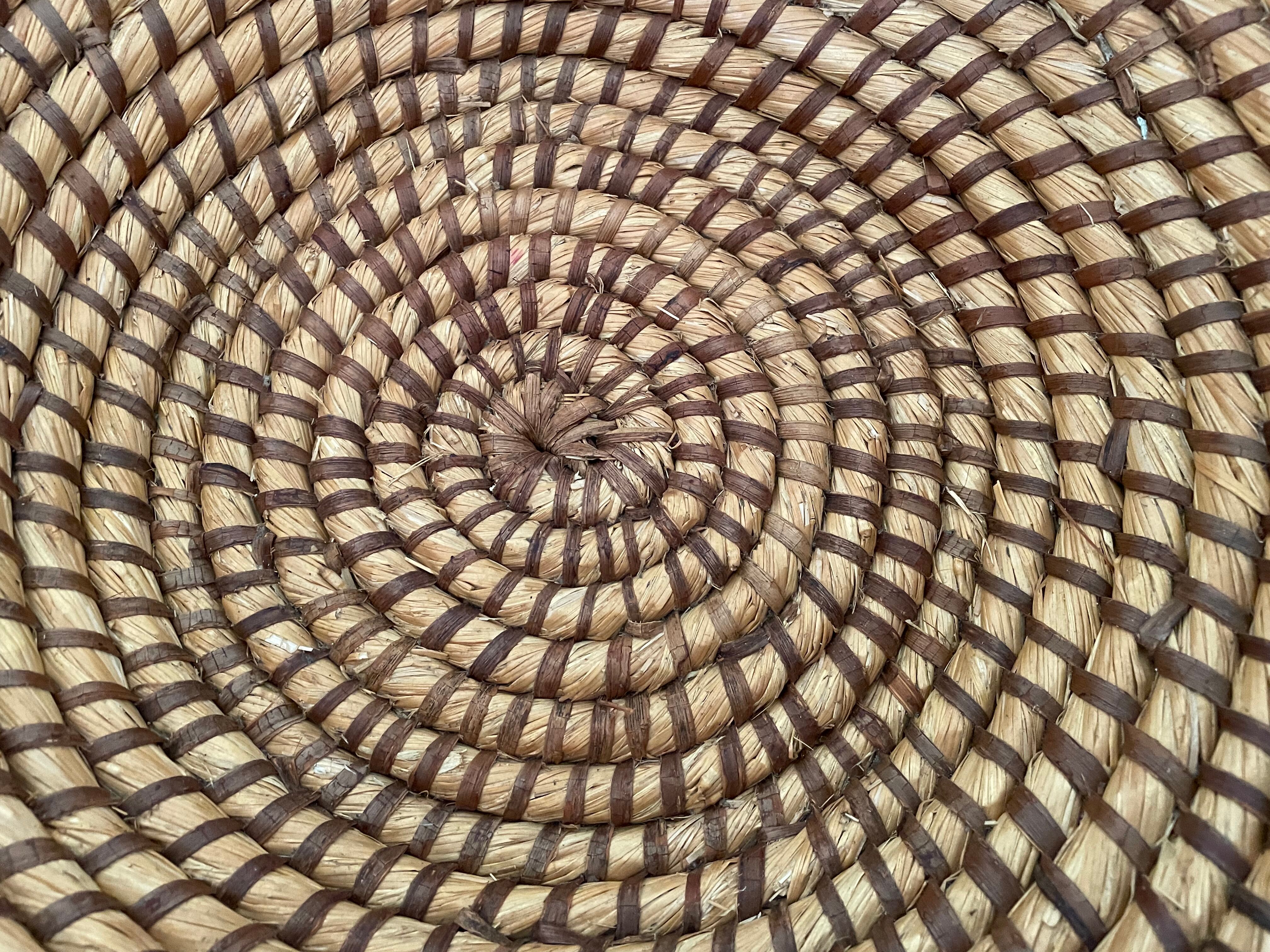 Woven straw basket