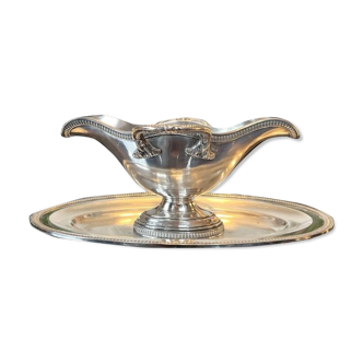 Silver Metal Sauce Boat - Roux Marquiand - Table Accessory - Tray