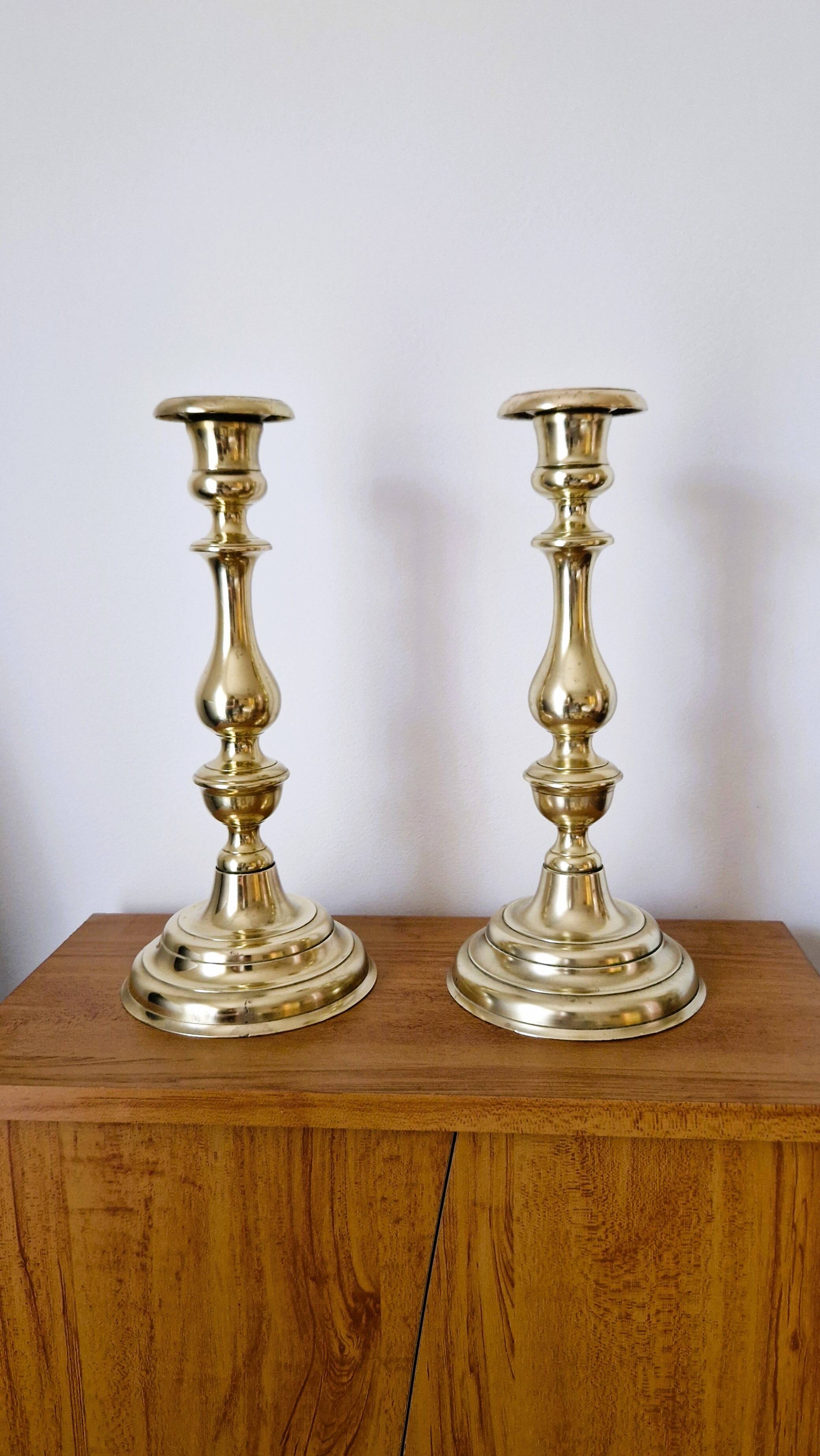 Pair of brass candlesticks