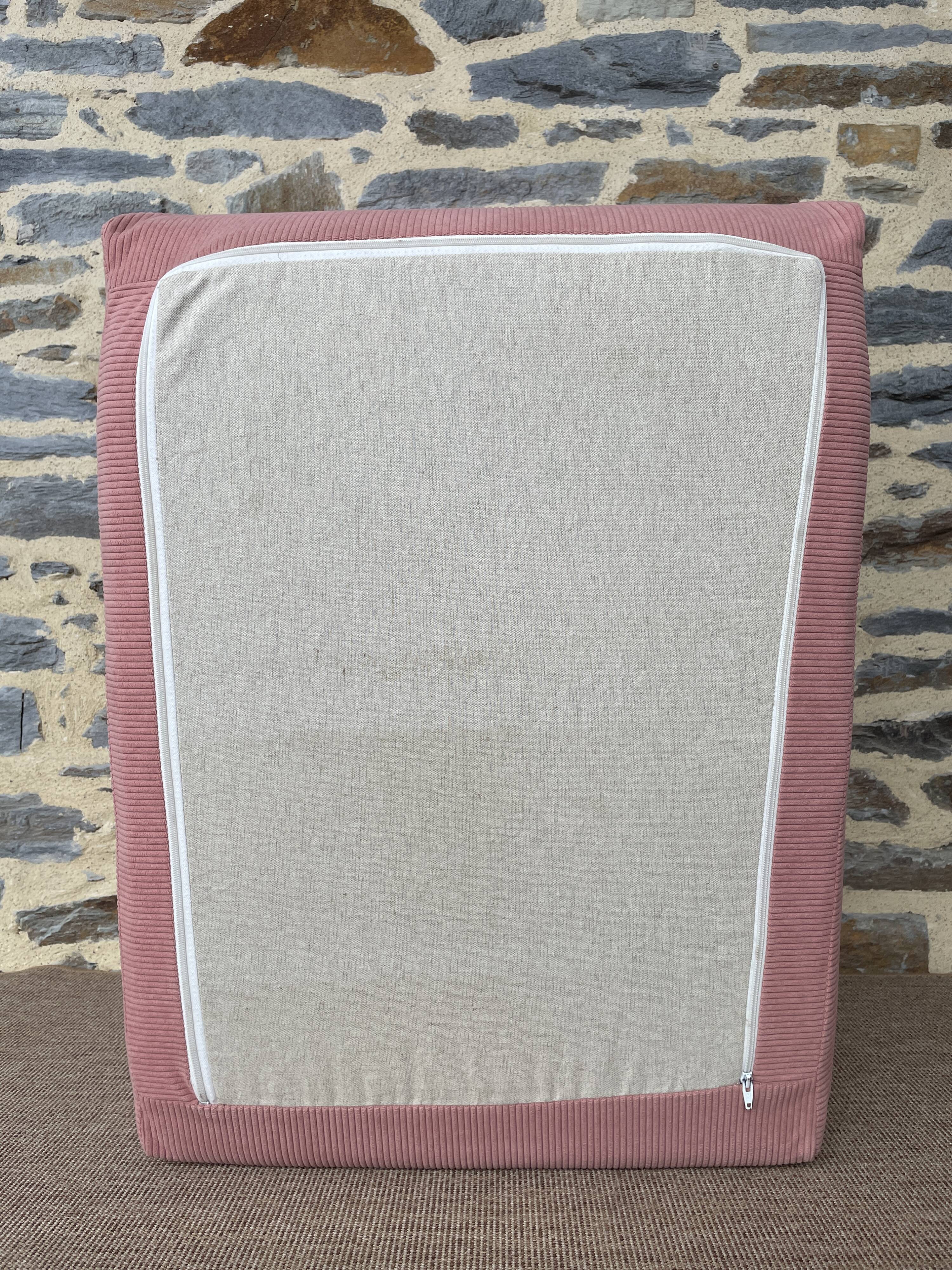 Vintage pink corduroy low chair