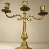 Three-light brass candlestick
