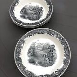 Service of 4 hollow plates Villeroy & Boch, Artemis collection theme "Hunting"