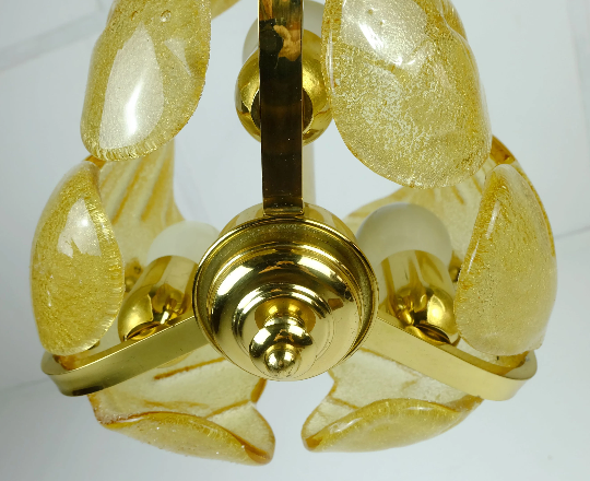 Carl fagerlund mid century pendant lamp brass amber glass orrefors 1960s chandelier