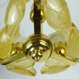 Carl fagerlund mid century pendant lamp brass amber glass orrefors 1960s chandelier