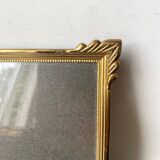 ART DECO  Gold  colored Metal Picture Frame 25 cm x 19 cm CONVEX Glass