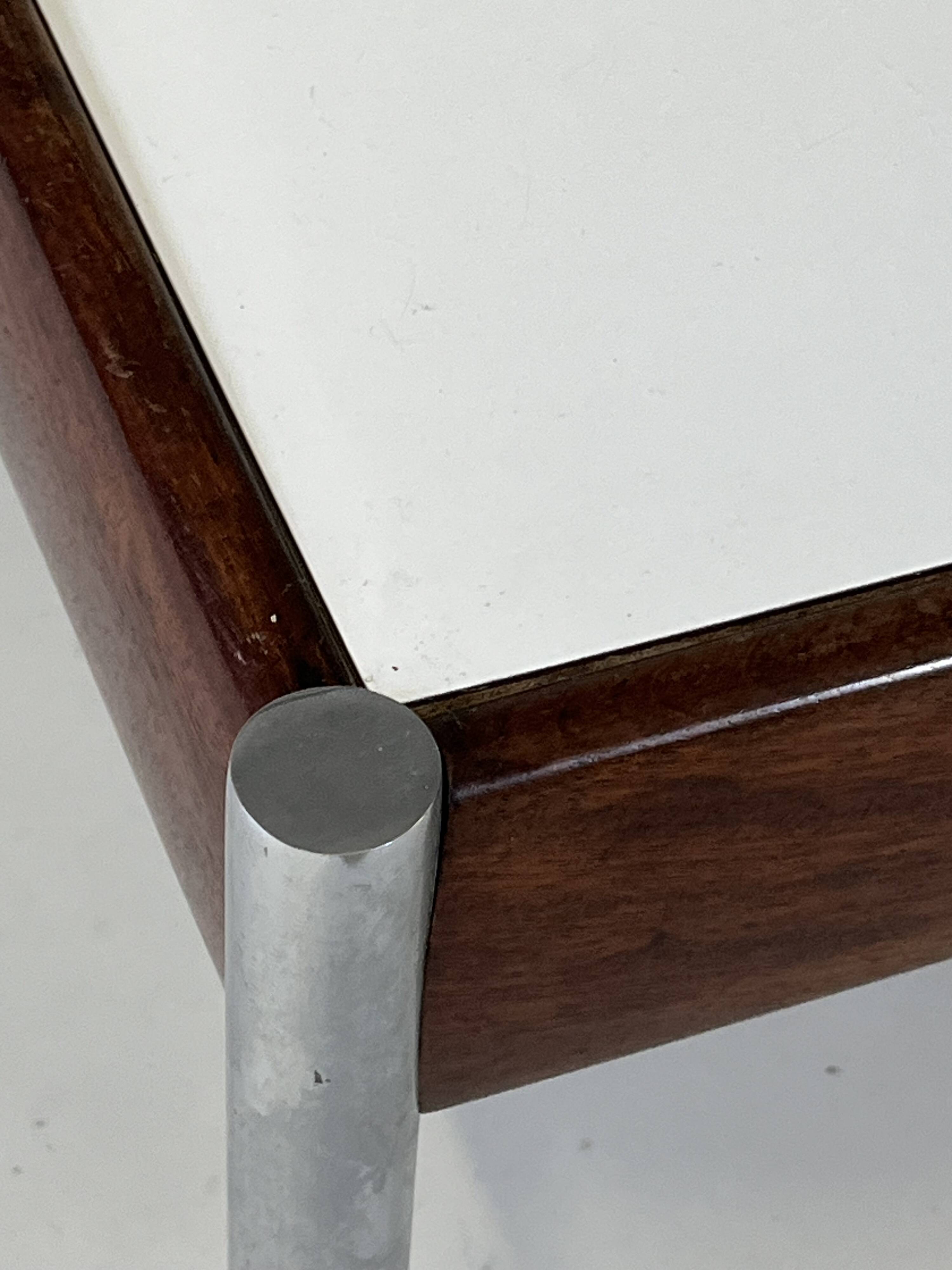 Scandinavian Coffee Table in Teak, Chrome and White Laminate, 1960s