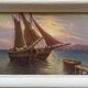 Tableau HSP "Mediterranean Sea" sailing boats in the port signed Dorges