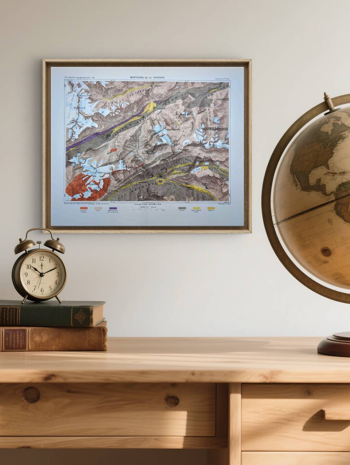 The Saint-Gothard, Switzerland, original map printed in 1878