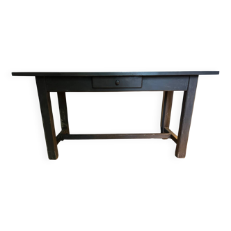 Black solid wood workshop table