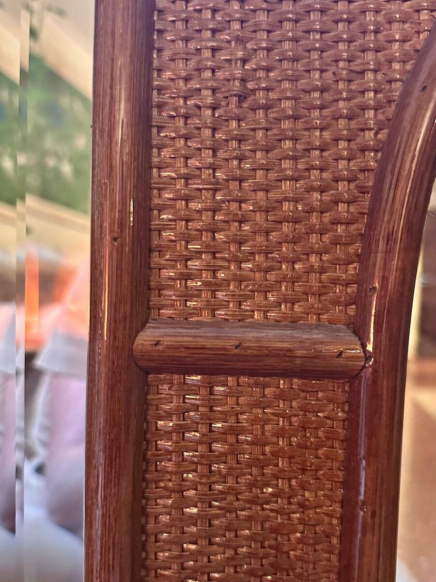 Italian coastal mirror in bamboo and rattan in the style of Vivai del Sud, 1970s.