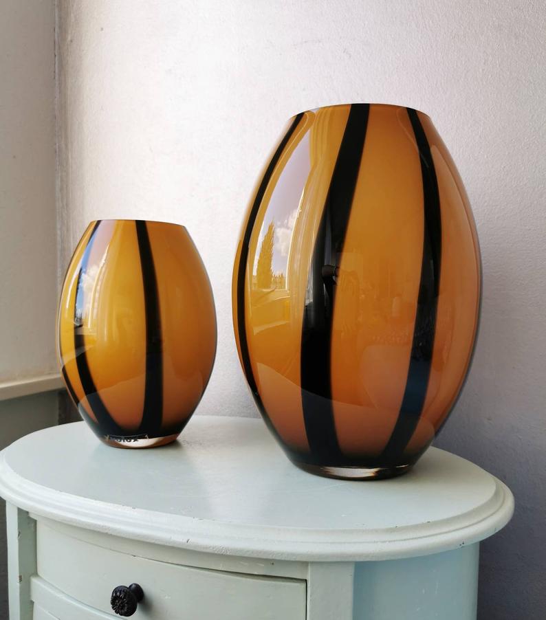 Set of 2 Italian lamps in Volux glass, 80s
