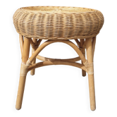 Peestal table, coffee table, bamboo and rattan, vintage, 60s