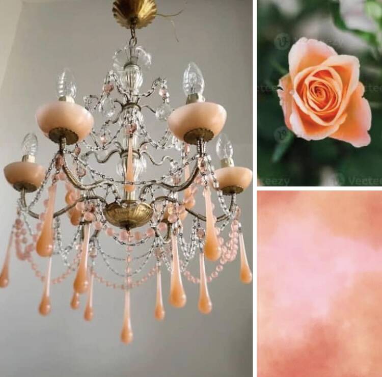 Superb antique chandelier brass/glass/Murano opal.