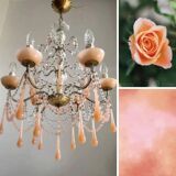 Superb antique brass/glass/opaline Murano chandelier