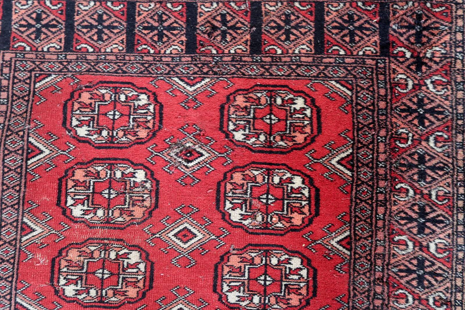 Handmade vintage Uzbek Bukhara runner 80cm x 274cm, 1960s