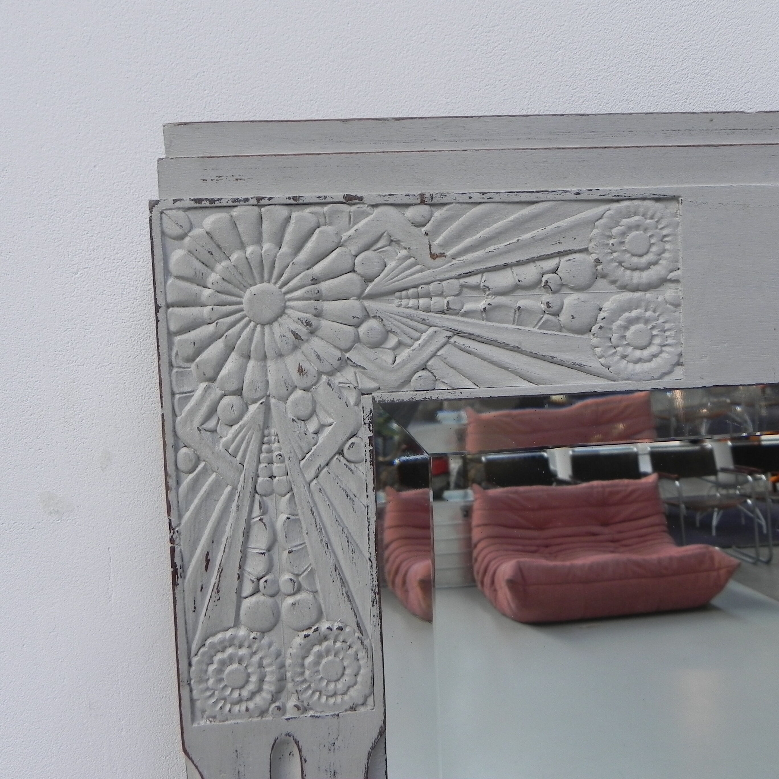 Art Deco table with 2 drawers and mirror, side table