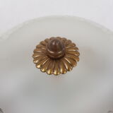 Glass globe ceiling lamp frosted pattern and brass opened frame