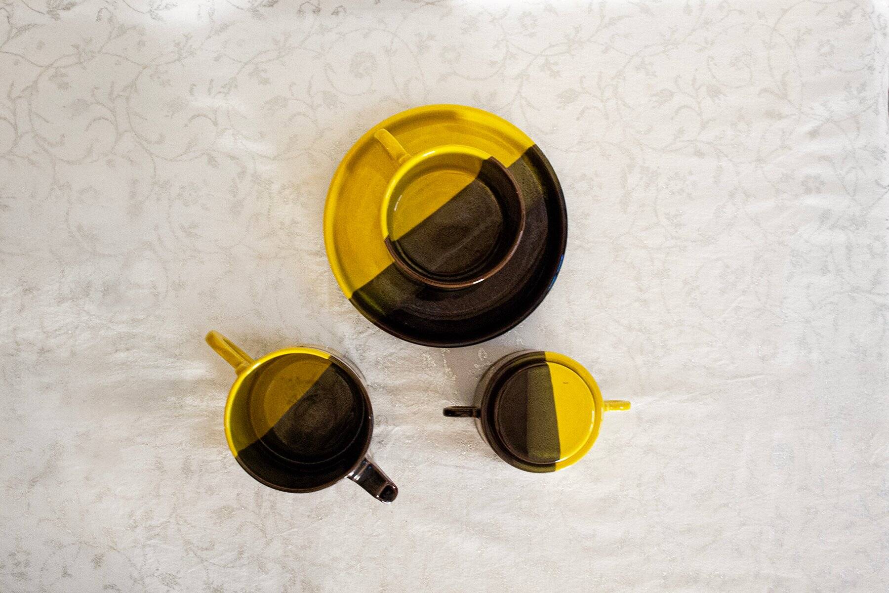Ceramic coffee set by SIC Ceramiche Artistiche, 1970s, set of 4