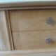 Paire de chevets vintages en bois brut , plateaux miroir.