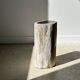 Petrified wood side table white tower black heart H:36cm D:17cm
