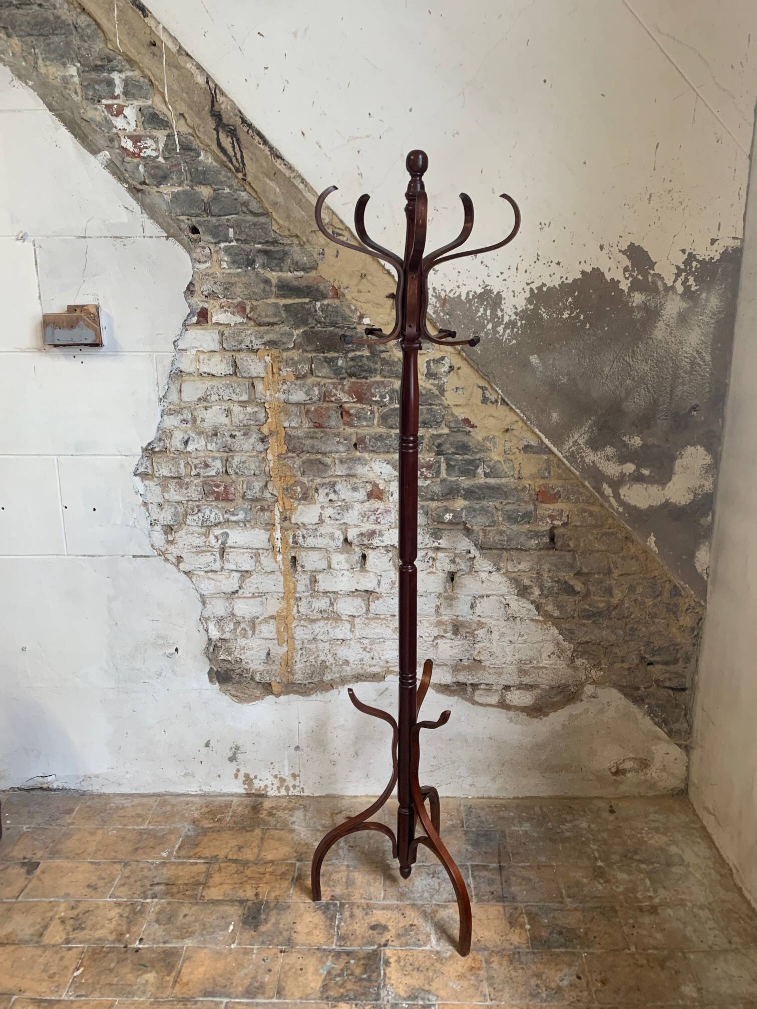 bistro style coat rack in dark wood