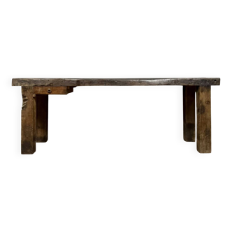 19th century solid wood workshop console or workbench