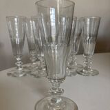 Set of 9 19th century champagne flutes with flat cut edges