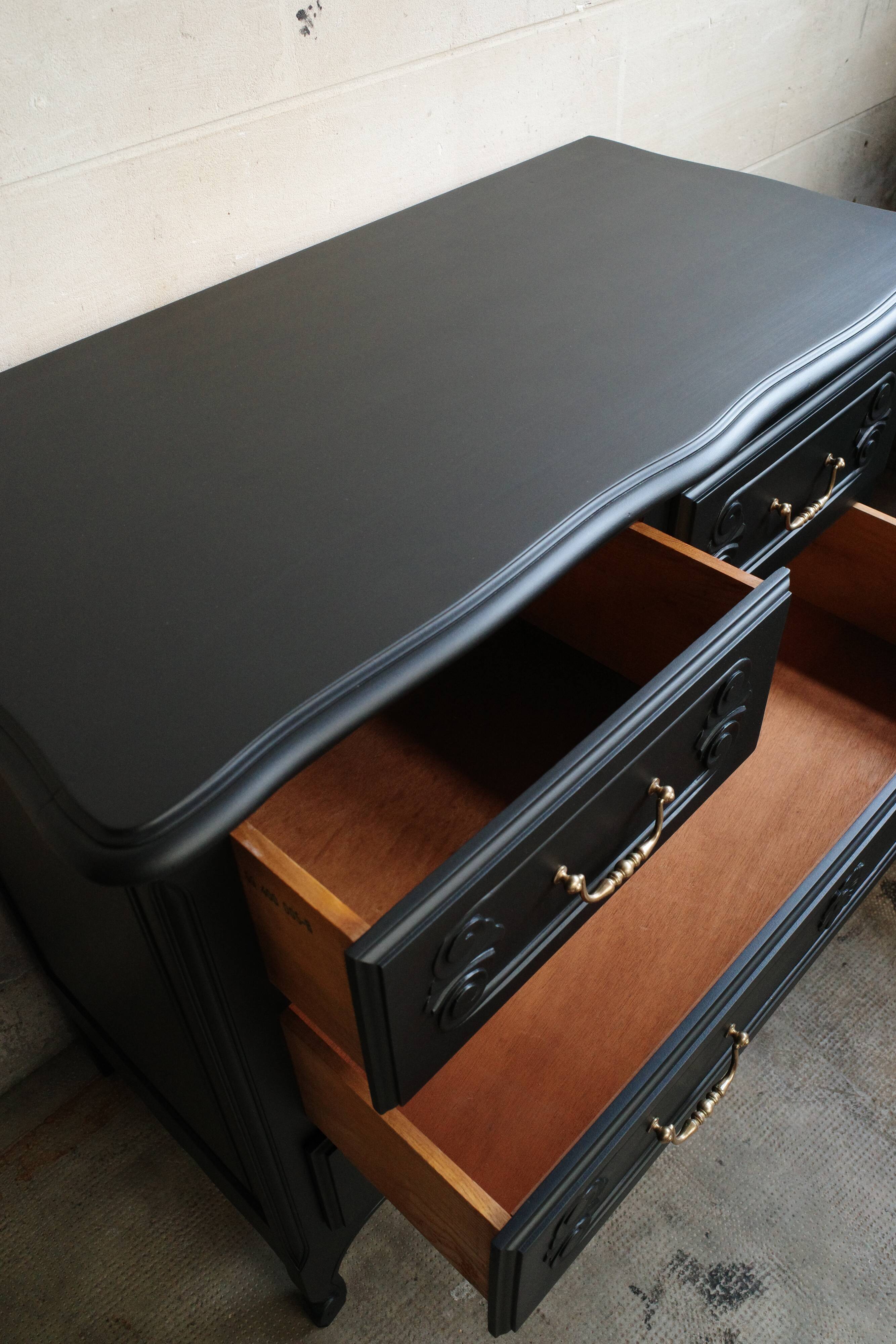 Revamped vintage black chest of drawers